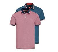 JACK & JONES Herren Shirts Poloshirt T-Shirt JJE Paulos Polo 2er Pack, Farbe:Mehrfarbig, Größe:XL, Artikel:-Rio red/Denim Blue