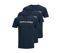 JACK & JONES Herren Shirts T-Shirts Logo Tee Crew Neck 3er Pack, Farbe:Blau, Artikel:12137126-navy Blazer/Navy Blazer/Navy Blazer, Gr:XL
