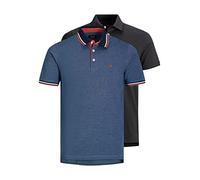Jack & Jones Herren Slim Fit Polo Shirt JJEPAULOS Uni Sommer Hemd Kragen Kurz Arm Basic Pique Cotton, 2er Pack (Dark Grey Mel./Denim Blue) , S