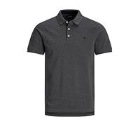 Jack & Jones Herren Slim Fit Polo Shirt JJEPAULOS Uni Sommer Hemd Kragen Kurz Arm Basic Pique Cotton, Dark Grey Melange/Detail:tonal/Black/Slim , S