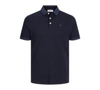 JACK & JONES Herren Slim Fit Polo Shirt JJEPAULOS Uni Sommer Hemd Kragen Kurz Arm Basic Pique Cotton, Dark Navy/Detail:Slim Fit, XS