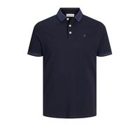 JACK & JONES Herren Slim Fit Polo Shirt JJEPAULOS Uni Sommer Hemd Kragen Kurz Arm Basic Pique Cotton, Dark Navy/Detail:Slim Fit, XS