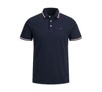 Jack & Jones Herren Slim Fit Polo Shirt JJEPAULOS Uni Sommer Hemd Kragen Kurz Arm Basic Pique Cotton, Farben:Navy, Größe:XS