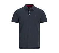 Jack & Jones Herren Slim Fit Polo Shirt JJEPAULOS Uni Sommer Hemd Kragen Kurz Arm Basic Pique Cotton, Farben:Dunkelblau-2, Größe:XS