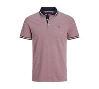 Jack & Jones Herren Slim Fit Polo Shirt JJEPAULOS Uni Sommer Hemd Kragen Kurz Arm Basic Pique Cotton, Rio-rot , L