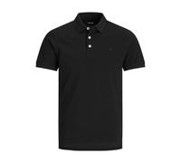 Jack & Jones Herren Poloshirt JJEPAULOS Slim Fit Einfarbig Pique Baumwolle Schwarz XS