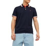 Jack & Jones Herren Slim Fit Polo Shirt JJEPAULOS Uni Sommer Hemd Kragen Kurz Arm Basic Pique Cotton, Schwarz - Grau - Orange , L