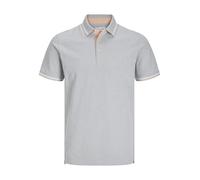 JACK & JONES Herren Slim Fit Polo Shirt JJEPAULOS Uni Sommer Hemd Kragen Kurz Arm Basic Pique Cotton, Farben:Hellgrau, Größe:L