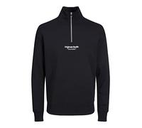 JACK & JONES Herren Stehkragen Pullover JORVESTERBRO Quarter Zip - Relaxed Fit, Größe:M, Farbe:Black 12241777