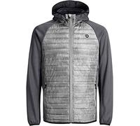 JACK & JONES Herren Step Sweat Jacke Softshell Hoodie Quillted AOP (M, Grau (Asphalt))