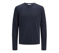 JACK & JONES Herren Strickpullover Rundhals Basic Langarm Sweater Baumwolle Shirt JJEHILL, Blau (Navy Blazer Navy Blazer), XL
