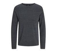 JACK & JONES Herren Strickpullover Rundhals Basic Langarm Sweater Baumwolle Shirt JJEHILL, Farben:Dunkelgrau,Größe Pullover:M