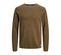 JACK & JONES Herren Strickpullover Rundhals Basic Langarm Sweater Baumwolle Shirt JJEHILL, Farben:Mittelbraun,Größe Pullover:M