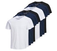 JACK&JONES Herren T-Shirt, 10er Pack - JJEORGANIC BASIC TEE O-NECK, Kurzarm, Bio-Baumwolle Weiß/Marineblau/Schwarz S