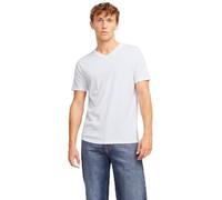 JACK & JONES Herren T-Shirt 3er-Pack - Einfarbig - V-Ausschnitt, Regular Fit - Baumwollmix, bequem & pflegeleicht - Größe: S - Farbe: Weiß