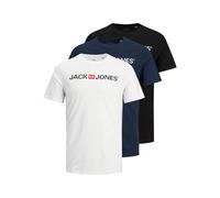 JACK & JONES Herren T-Shirt navy / rot / schwarz / weiß, Größe L navy / rot / schwarz / weiß