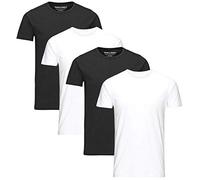 JACK & JONES Herren T-Shirt 4er Pack Basic Rundhals Tee 12058529 (4er Mix 1 (2xBlack/2xWhite, S))