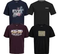 JACK & JONES Herren T-Shirt 4er Pack Big Size Übergröße 2XL 3XL 4XL 5XL 6XL 7XL 8XL Rundhals O-Neck Tee T Shirt sulk45 (8XL, 4er Paket # 17 PS)