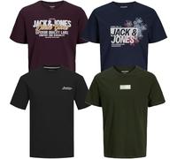 JACK & JONES Herren T-Shirt 4er Pack Big Size Übergröße 2XL 3XL 4XL 5XL 6XL 7XL 8XL Rundhals O-Neck Tee T Shirt sulk45 (7XL, 4er Paket # 40 PS)