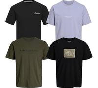 JACK & JONES Herren T-Shirt 4er Pack Big Size Übergröße 2XL 3XL 4XL 5XL 6XL 7XL 8XL Rundhals O-Neck Tee T Shirt sulk45 (6XL, 4er Paket # 38 PS)