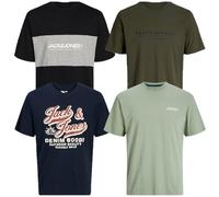 JACK & JONES Herren T-Shirt 4er Pack Big Size Übergröße 2XL 3XL 4XL 5XL 6XL 7XL 8XL Rundhals O-Neck Tee T Shirt sulk45 (3XL, 4er Paket # 20 PS)