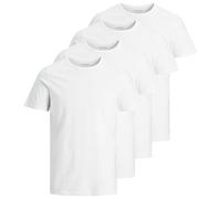 JACK&JONES Herren T-Shirt, 4er Pack - JACBASIC CREW NECK TEE, Kurzarm, einfarbig, Baumwolle Weiß M