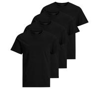 JACK&JONES Herren T-Shirt, 4er Pack - JACBASIC CREW NECK TEE, Kurzarm, einfarbig, Baumwolle Schwarz M