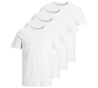 JACK&JONES Herren T-Shirt, 4er Pack - JACBASIC CREW NECK TEE, Kurzarm, einfarbig, Baumwolle Weiß L