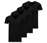 JACK&JONES Herren T-Shirt, 4er Pack - JACBASIC V-NECK TEE, Kurzarm, einfarbig, Baumwolle Schwarz S