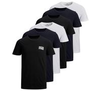 JACK&JONES Herren T-Shirt, 6er Pack - JJECORP LOGO TEE O-NECK, Logo-Print, Baumwolle Weiß/Marineblau/Schwarz XL