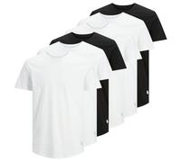 JACK&JONES Herren T-Shirt, 6er Pack - JJENOA TEE 6PK, Kurzarm, Bio-Baumwolle, einfarbig Weiß/Schwarz XL