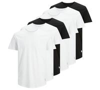 JACK&JONES Herren T-Shirt, 6er Pack - JJENOA TEE 6PK, Kurzarm, Bio-Baumwolle, einfarbig Weiß/Schwarz 2XL