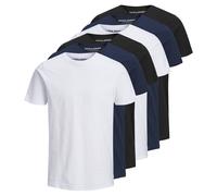 JACK&JONES Herren T-Shirt, 6er Pack - JJEORGANIC BASIC TEE O-NECK, Kurzarm, Bio-Baumwolle Weiß/Marineblau/Schwarz 2XL
