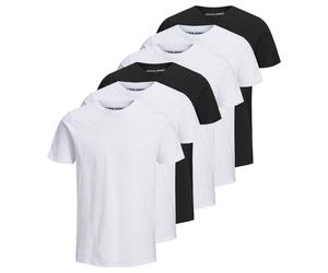 JACK&JONES Herren T-Shirt, 6er Pack - JJEORGANIC BASIC TEE O-NECK, Kurzarm, Bio-Baumwolle Weiß/Schwarz S