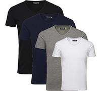 JACK & JONES Herren T-Shirt Basic 4er PACK O-Neck V-Neck Tee S M L XL XXL (XXL, 4er V-NECK Mix)
