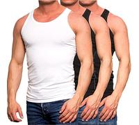 JACK & JONES Herren Tank Top 3er Pack Muskelshirt Baumwolle Unterhemd Weiß Schwarz Slim Fit (3er Pack TT 1, M)