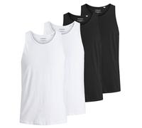 JACK&JONES Herren Tanktop, 4er Pack - JACBASIC TANKTOP, einfarbig, Baumwolle Schwarz/Weiß / 2XL XXL Weiß