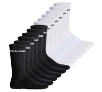 JACK&JONES Herren Tennissocken, 12er Pack - JACLOGO, One Size Schwarz/Weiß 40-46