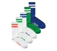 JACK&JONES Herren Tennissocken, 5er Pack - JACDEHLI TENNIS SOCKS 5 PACK, One Size Weiß/Grün/Blau 40-46