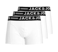 JACK & JONES Herren Unterhosen Shorts Boxershorts Trunks 3er Pack, Farbe:Weiß, Wäschegröße:XL, Artikel:- White
