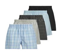JACK&JONES Herren Web-Boxershorts, 5er Pack - JACMILANO WOVEN BOXERS 5 PACK, Baumwolle Schwarz/Grau/Blau XL