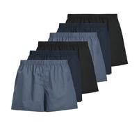 Webboxer JACK & JONES "Web-Boxershorts JACMILANO WOVEN BOXERS 6 PACK 6er Pack", Herren, Gr. M, blau (dunkelblau), Obermaterial: 100% Baumwolle CO., Unterhosen (18317859-M) dunkelblau