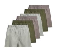 JACK&JONES Herren Web-Boxershorts, 6er Pack - JACMILANO WOVEN BOXERS 6 PACK , Baumwolle Grün/Weiß/Braun XL