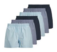 Webboxer JACK & JONES "Web-Boxershorts JACMILANO WOVEN BOXERS 6 PACK 6er Pack", Herren, Gr. S, bunt (blau, dunkelblau), Obermaterial: 100% Baumwolle CO., Unterhosen (17634712-S) blau, dunkelblau