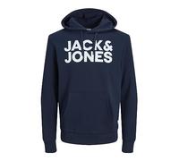 Kapuzensweatshirt JACK & JONES "JJECORP LOGO SWEAT HOOD NOOS", Herren, Gr. XL, blau (navy blazer), angeraute Sweatware, Obermaterial: 61% Polyester, 39% Baumwolle, bedruckt, regular fit normal, Rundha
