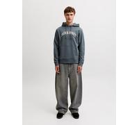 Kapuzensweatshirt JACK & JONES "JJEDENVER LOGO SWEAT HOOD SN", Herren, Gr. M, turbulence, Sweatshirts, Baumwollmischung, relaxed fit (49886157-M) turbulence