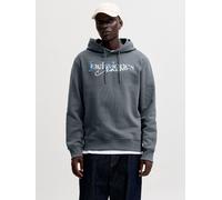 Kapuzensweatshirt JACK & JONES "JJTOM SWEAT HOOD", Herren, Gr. S, turbulence, angeraute Sweatware, Obermaterial: 60% Baumwolle, 40% Polyester, bedruckt, normal normal, Rundhals, Rippbündchen, Sweatshi