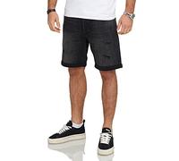 JACK & JONES Infinity Herren Jeans Shorts Rick Bermudas Used Look Black Denim / 2 M
