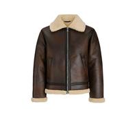 Outdoorjacke JACK & JONES "JORNORREBRO AVIATOR JACKET SN", Herren, Gr. XL, braun (chocolate braun), Web, Obermaterial: 100% Polyester, unifarben, normal, Jacken Outdoorjacke, Lederimitat, mit Teddy Be