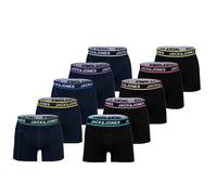 Boxershorts JACK & JONES "Boxershort JACLIMES SOLID TRUNKS 10 PACK 10er Pack", Herren, Gr. XL, bunt (schwarz, blau), Obermaterial: 95% Baumwolle CO. 5% Elasthan EL., Unterhosen (41008264-XL) schwarz,